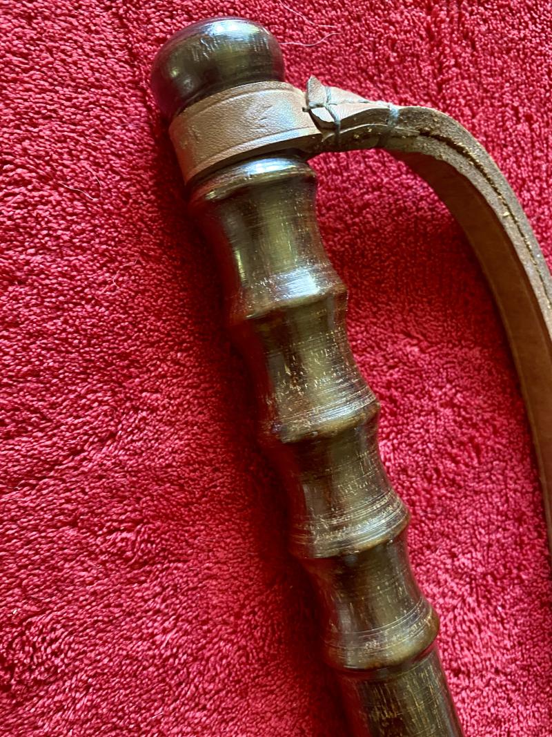 Original Vintage Dark Oak British Police Truncheon with Leather Strap c1960