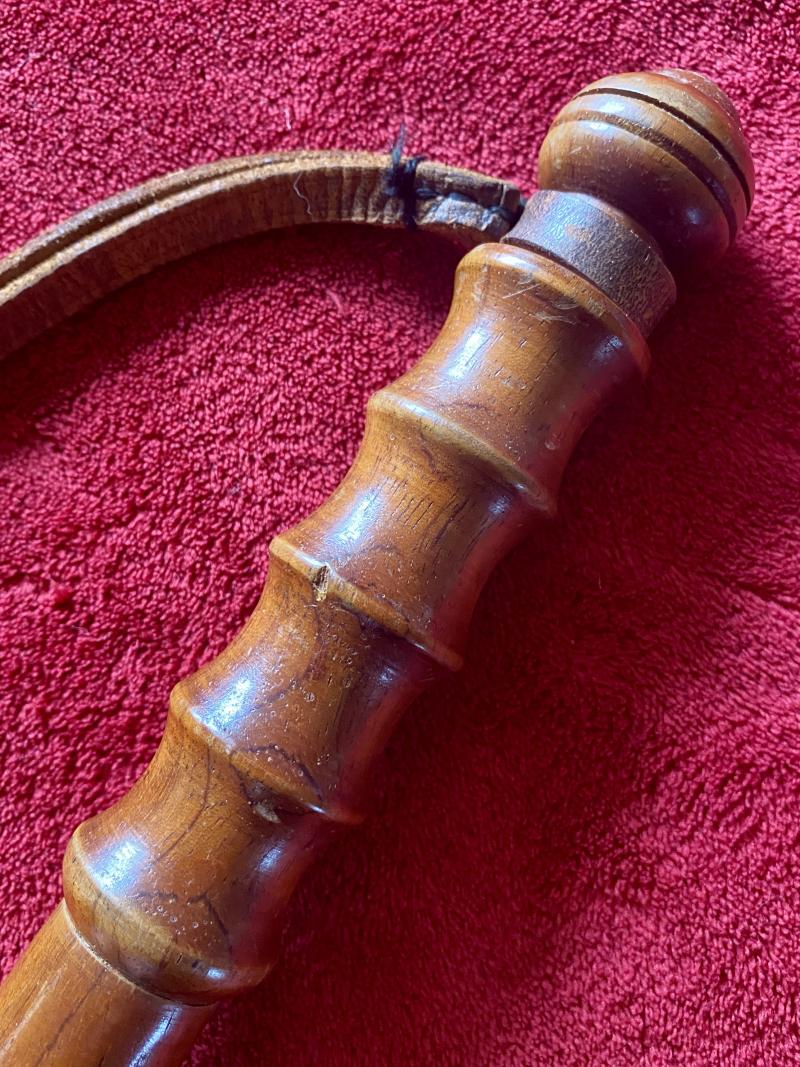 Antique British Police Hickory Truncheon with Original Leather Wrist Strap Marked HIATT c1920