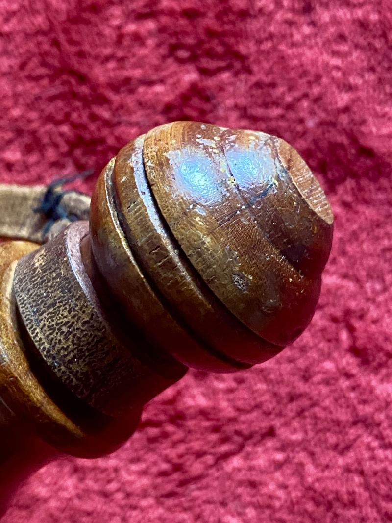 Antique British Police Hickory Truncheon with Original Leather Wrist Strap Marked HIATT c1920