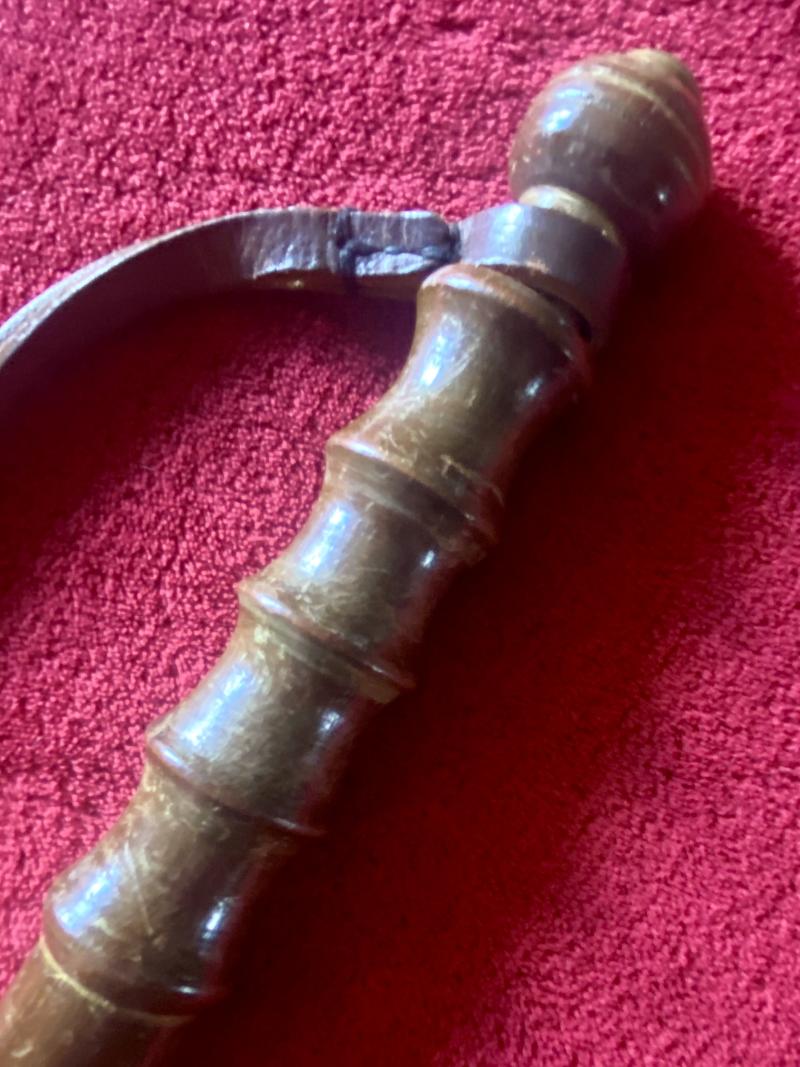 Antique British Police Hickory Truncheon with Original Leather Wrist Strap Marked HIATT c1920