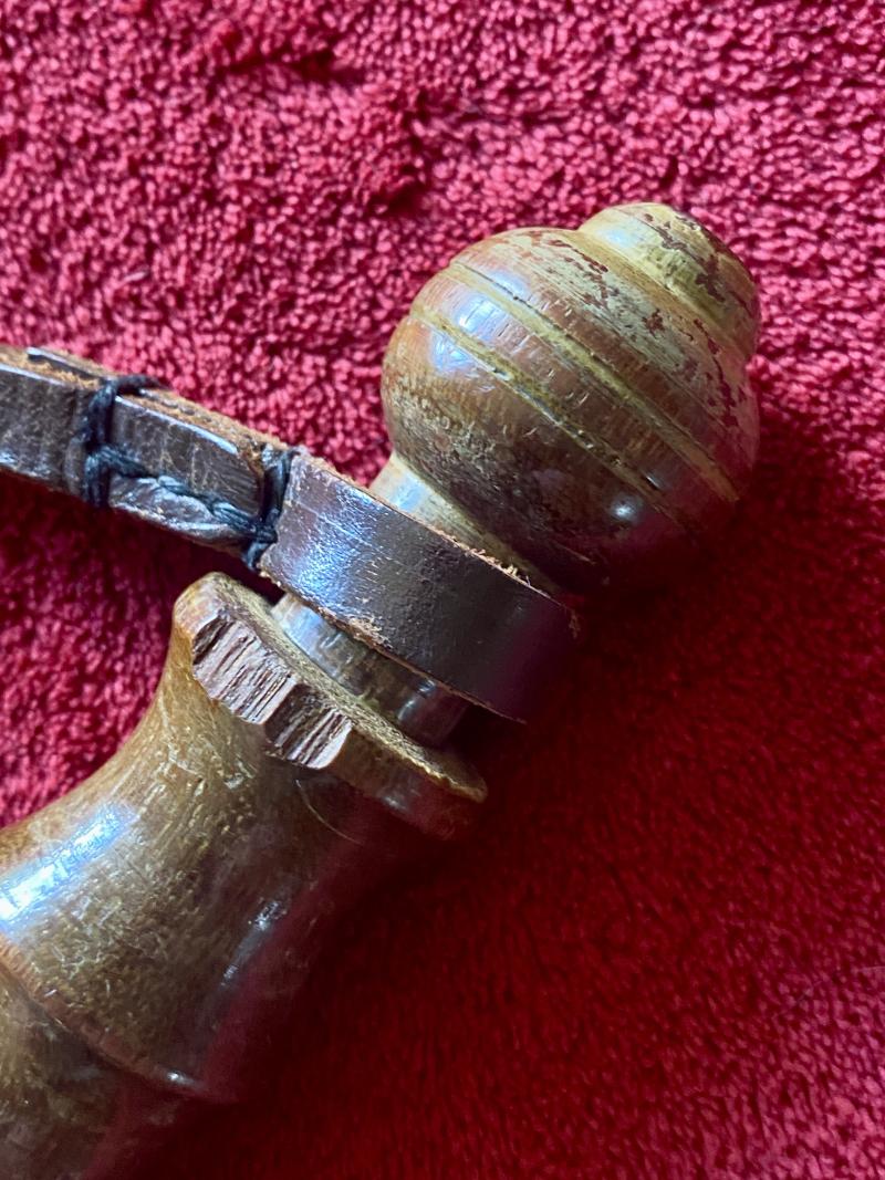 Antique British Police Hickory Truncheon with Original Leather Wrist Strap Marked HIATT c1920