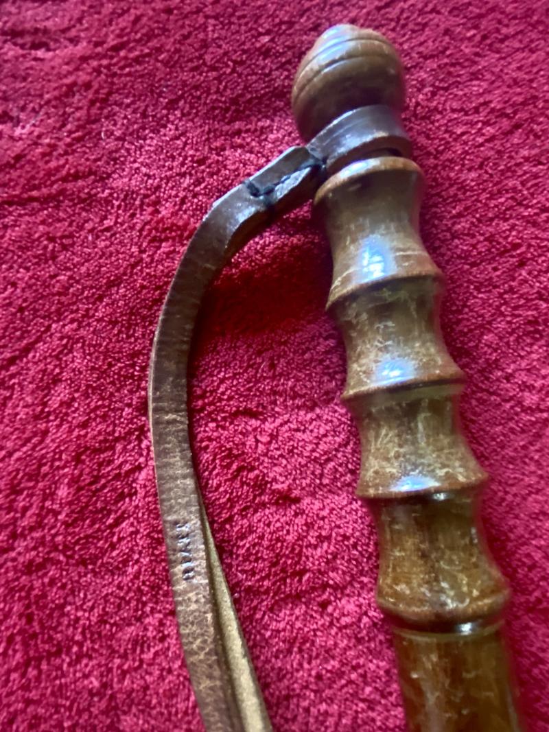 Antique British Police Hickory Truncheon with Original Leather Wrist Strap Marked HIATT c1920