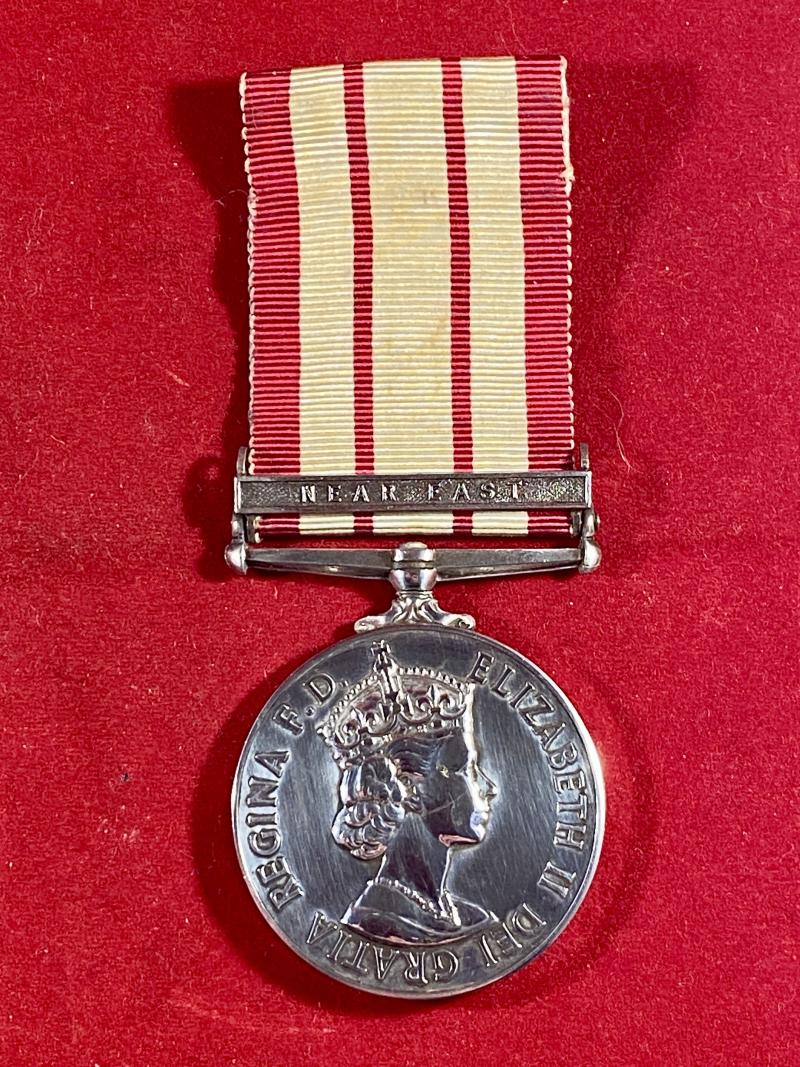 Silver ERII Naval General Service Medal 1915-62 with NEAR EAST clasp for Operation Musketeer - Suez Crisis 1956