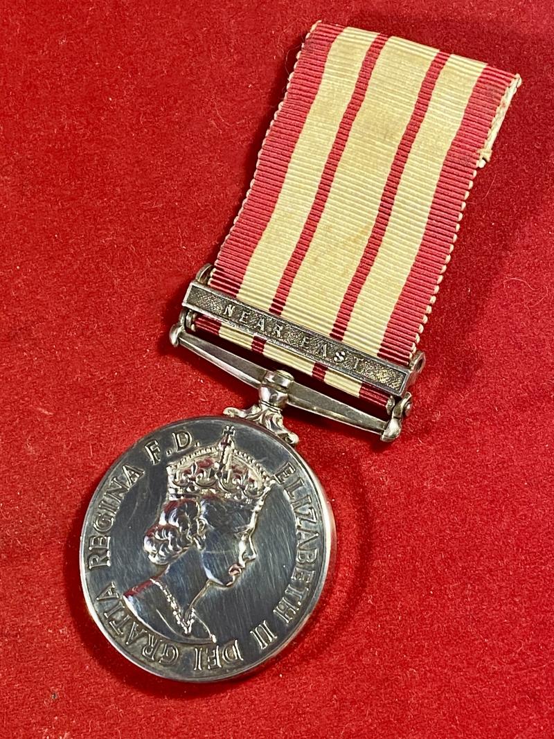 Silver ERII Naval General Service Medal 1915-62 with NEAR EAST clasp for Operation Musketeer - Suez Crisis 1956