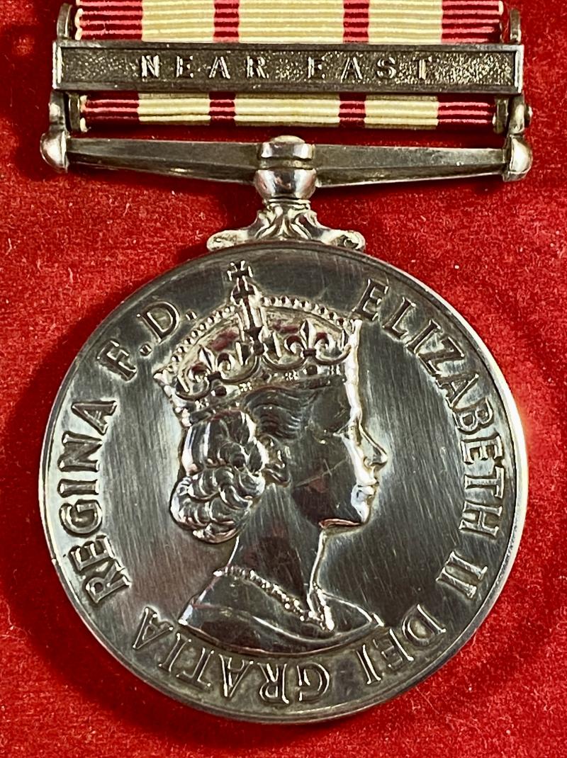 Silver ERII Naval General Service Medal 1915-62 with NEAR EAST clasp for Operation Musketeer - Suez Crisis 1956