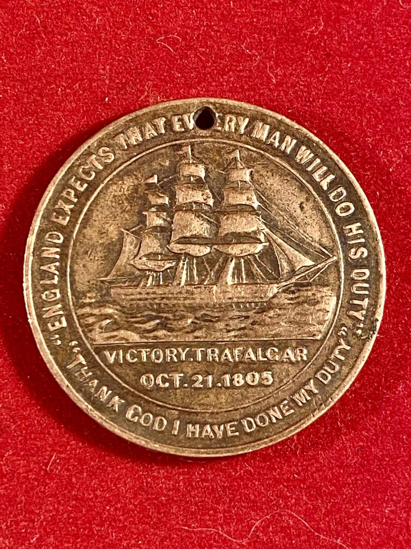 Gilt Copper Medal Token Issued to Commemorate Lord Nelson's Death Centenary in 1905 by the British & Foreign Sailor’s Society