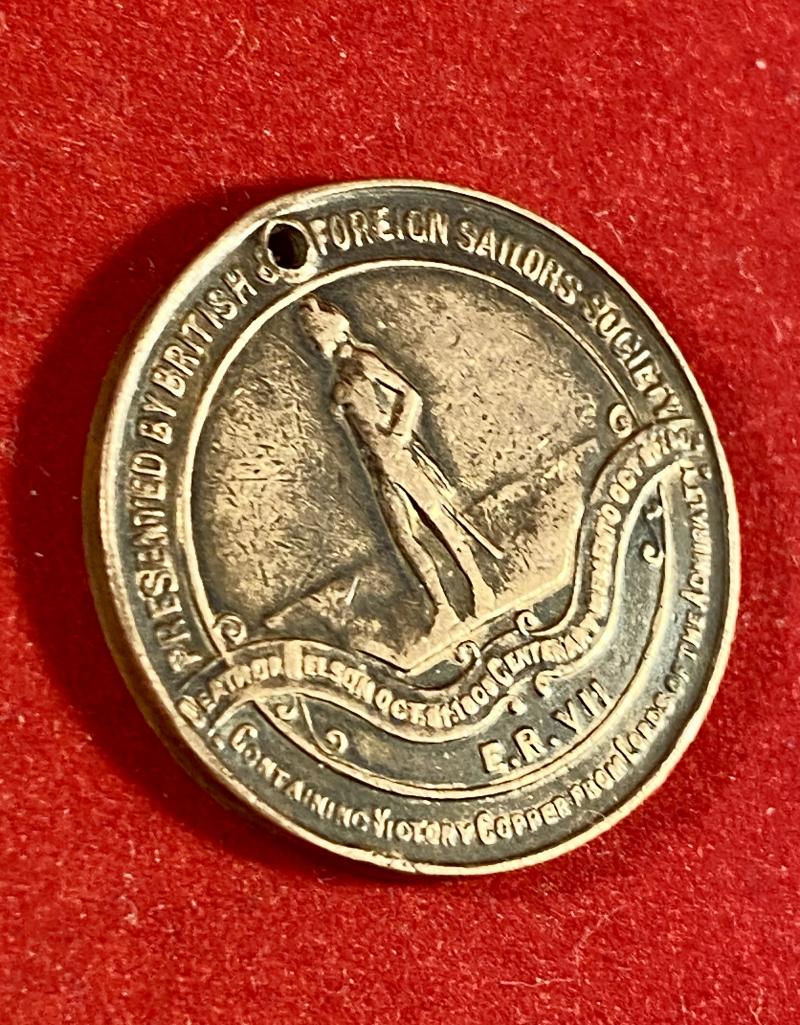 Gilt Copper Medal Token Issued to Commemorate Lord Nelson's Death Centenary in 1905 by the British & Foreign Sailor’s Society