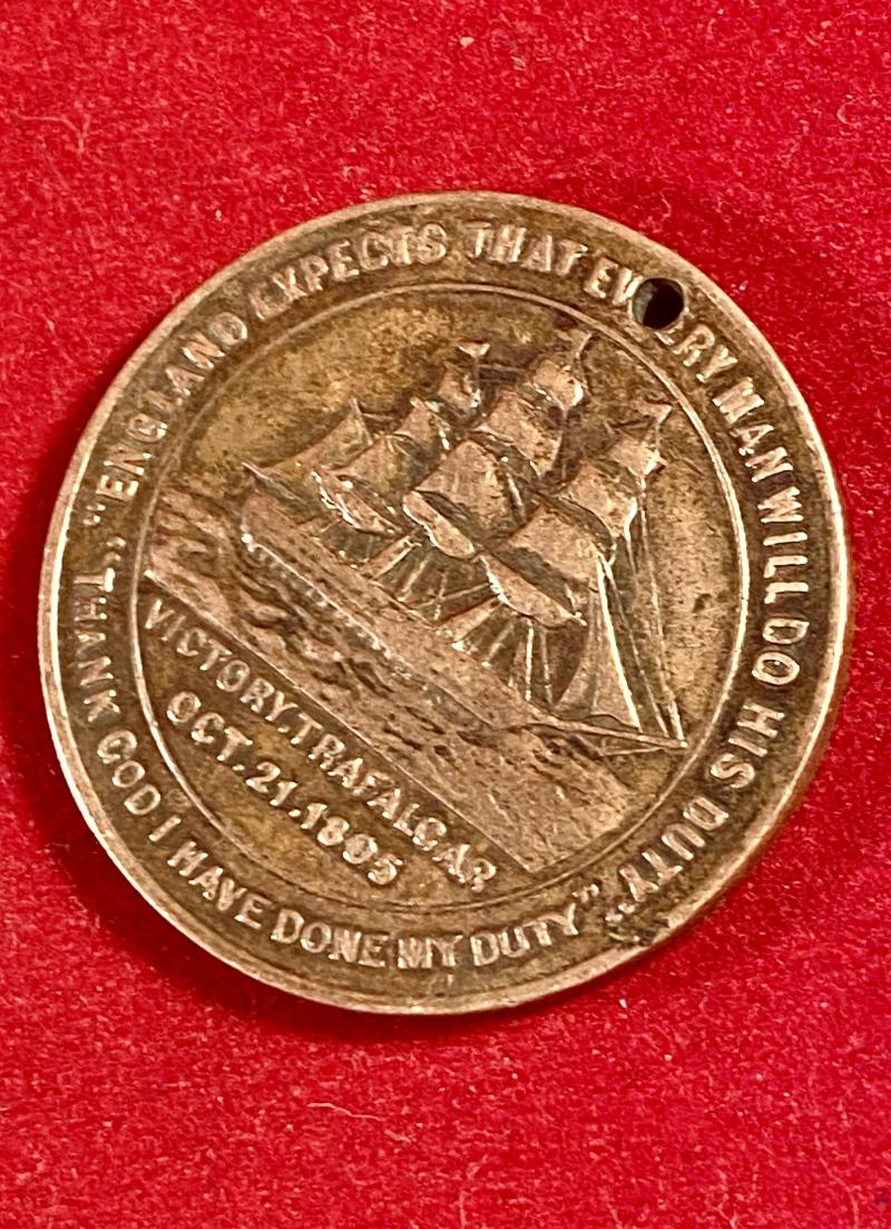 Gilt Copper Medal Token Issued to Commemorate Lord Nelson's Death Centenary in 1905 by the British & Foreign Sailor’s Society