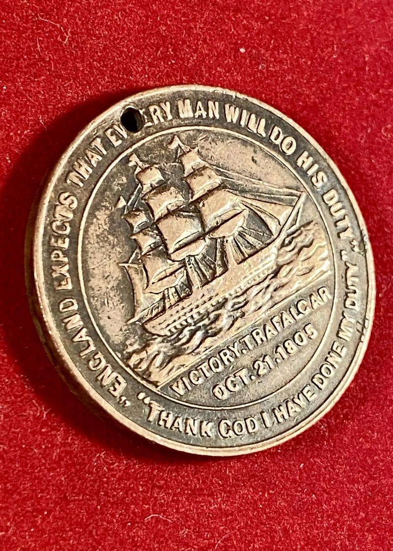 Gilt Copper Medal Token Issued to Commemorate Lord Nelson's Death Centenary in 1905 by the British & Foreign Sailor’s Society