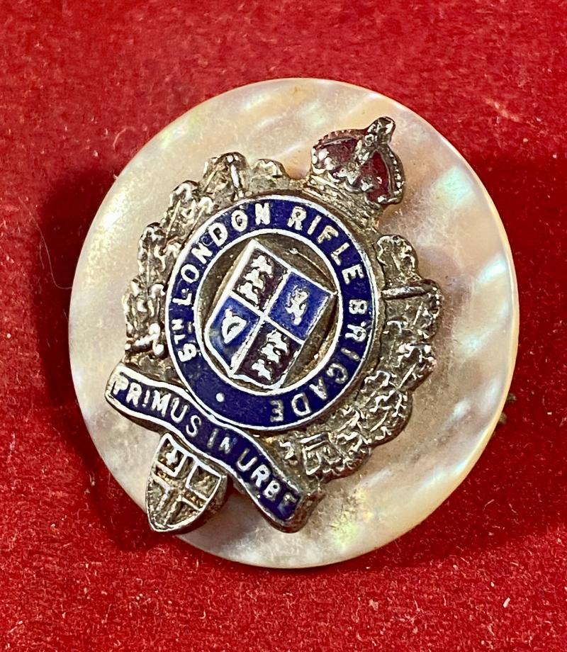 WW1 5th London Rifle Brigade Gilt Brass, Enamel and Mother of Pearl Sweetheart Brooch
