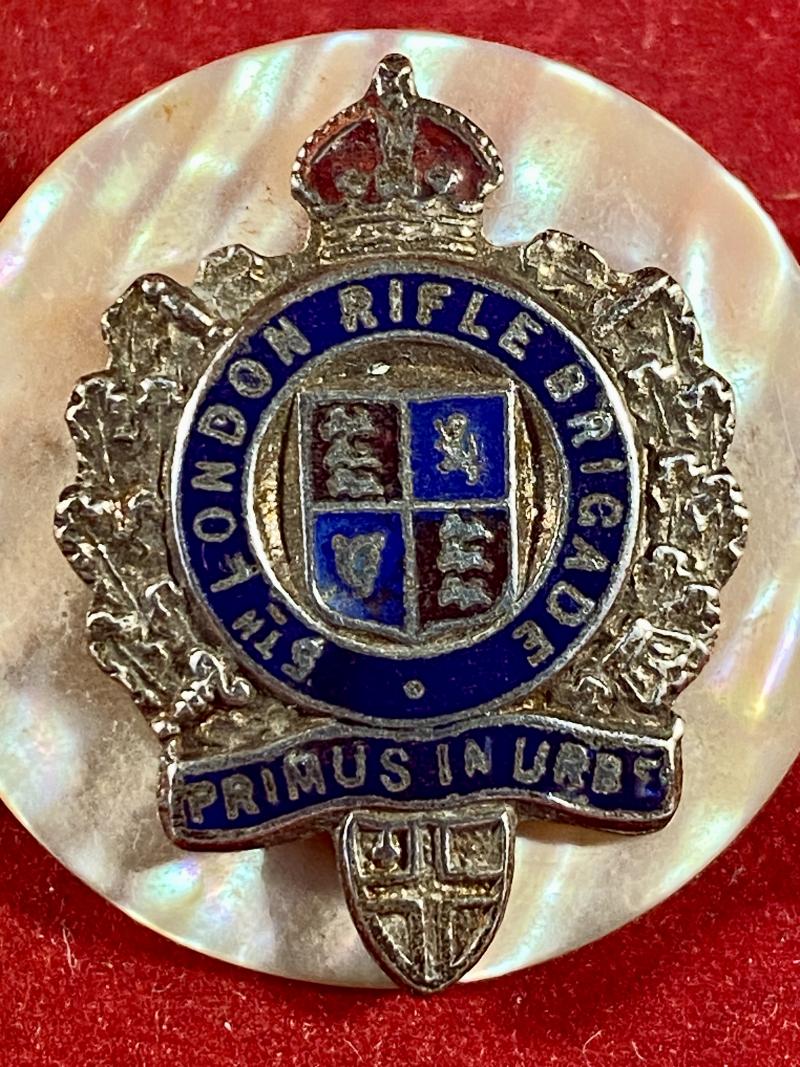 WW1 5th London Rifle Brigade Gilt Brass, Enamel and Mother of Pearl Sweetheart Brooch