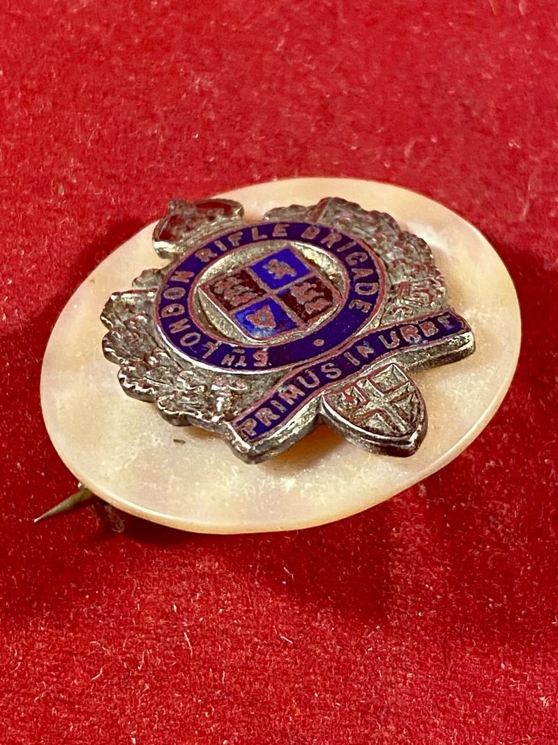 WW1 5th London Rifle Brigade Gilt Brass, Enamel and Mother of Pearl Sweetheart Brooch