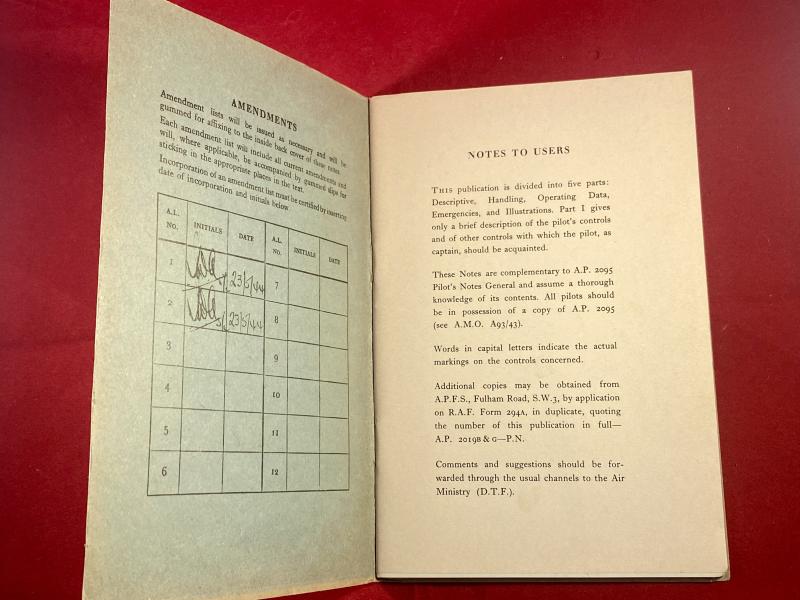 RAF Pilot’s Notes for MOSQUITO Mks F11 & NF.XII with Merlin 21 or 23 engines with amendments for NF.XIII, NF.XXVII & NF.XIX models and Merlin 25 engines c1944