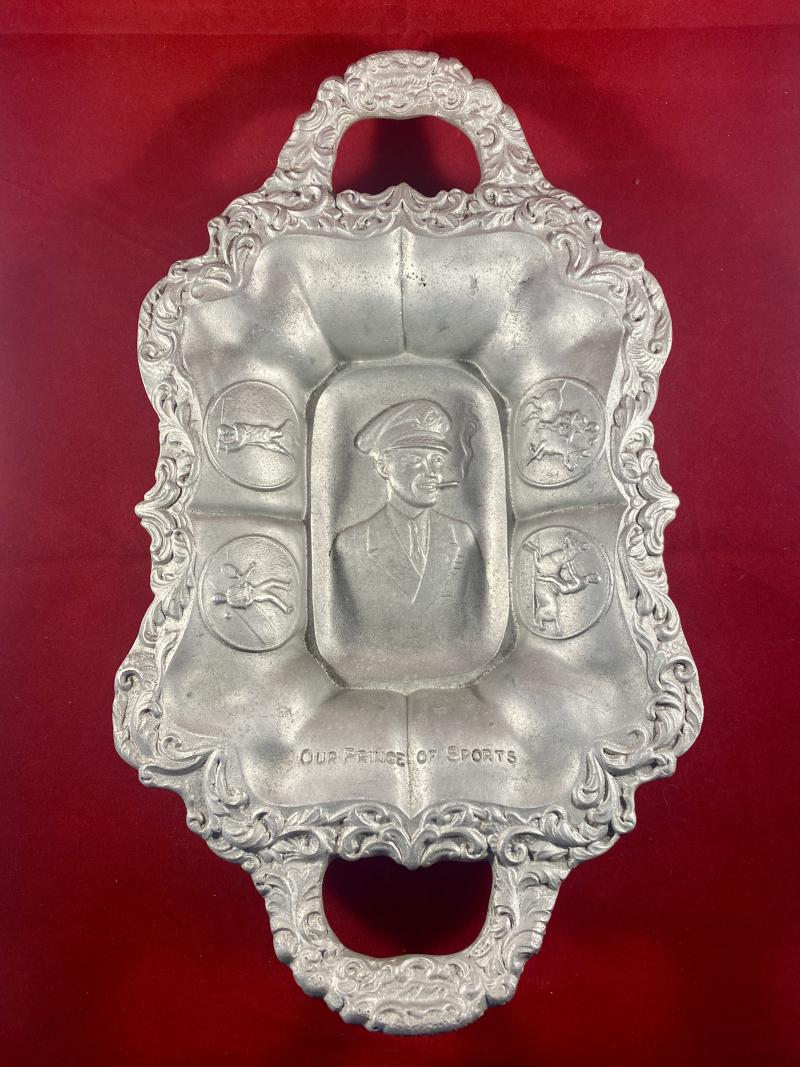 Large Commemorative Cast Aluminium Dish Depicting Prince of Wales - Edward VIII ‘Our Prince of Sports’ Made by R.W. Coan London c1920