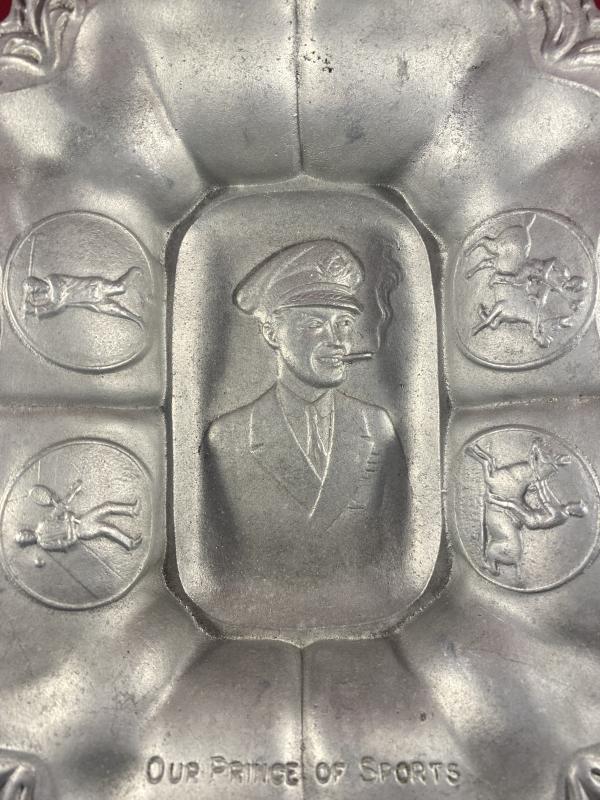 Large Commemorative Cast Aluminium Dish Depicting Prince of Wales - Edward VIII ‘Our Prince of Sports’ Made by R.W. Coan London c1920