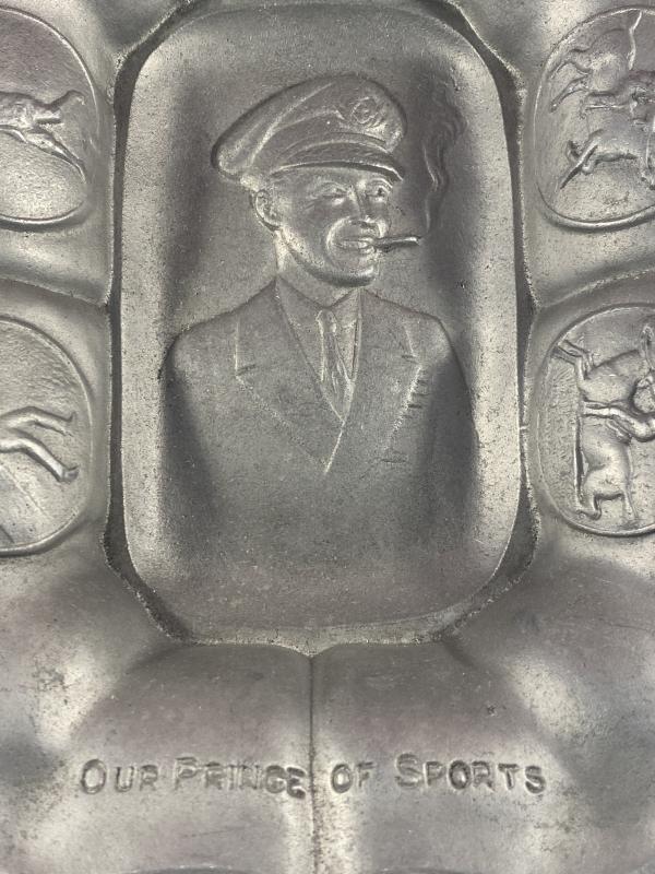 Large Commemorative Cast Aluminium Dish Depicting Prince of Wales - Edward VIII ‘Our Prince of Sports’ Made by R.W. Coan London c1920