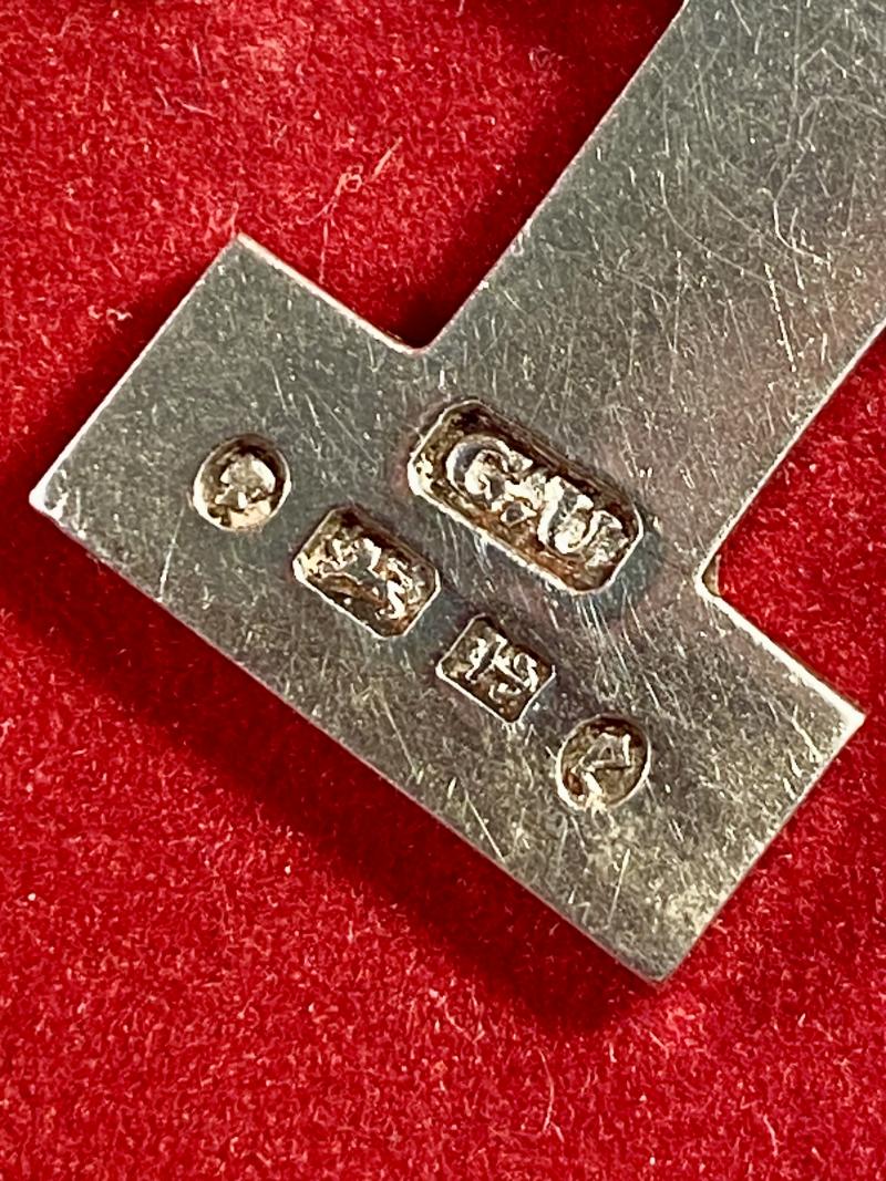 Unusual Antique English 1879 Hallmarked Silver Cross Potent Pendant by George Unite