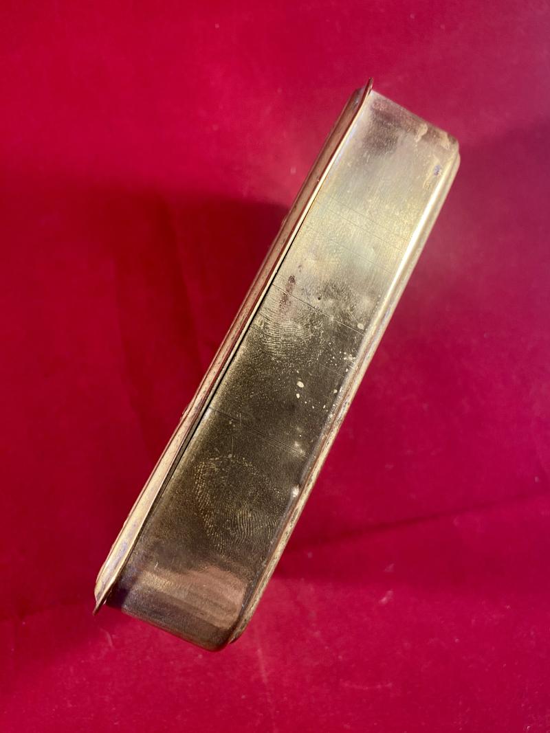 Genuine WW1 1914 Princess Mary Christmas Tin with Rare Officers Silver Topped Pencil and Slotted Retaining Card