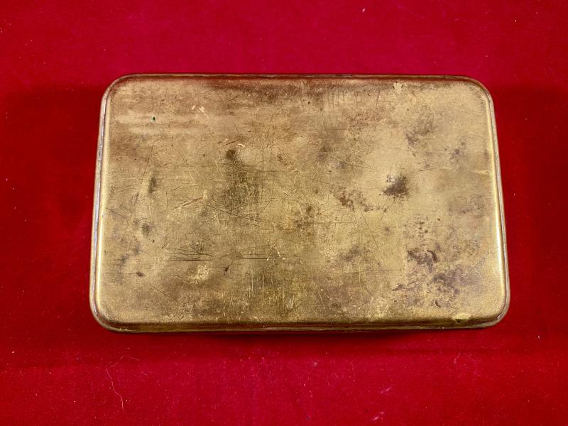 Genuine WW1 1914 Princess Mary Christmas Tin with Rare Officers Silver Topped Pencil and Slotted Retaining Card