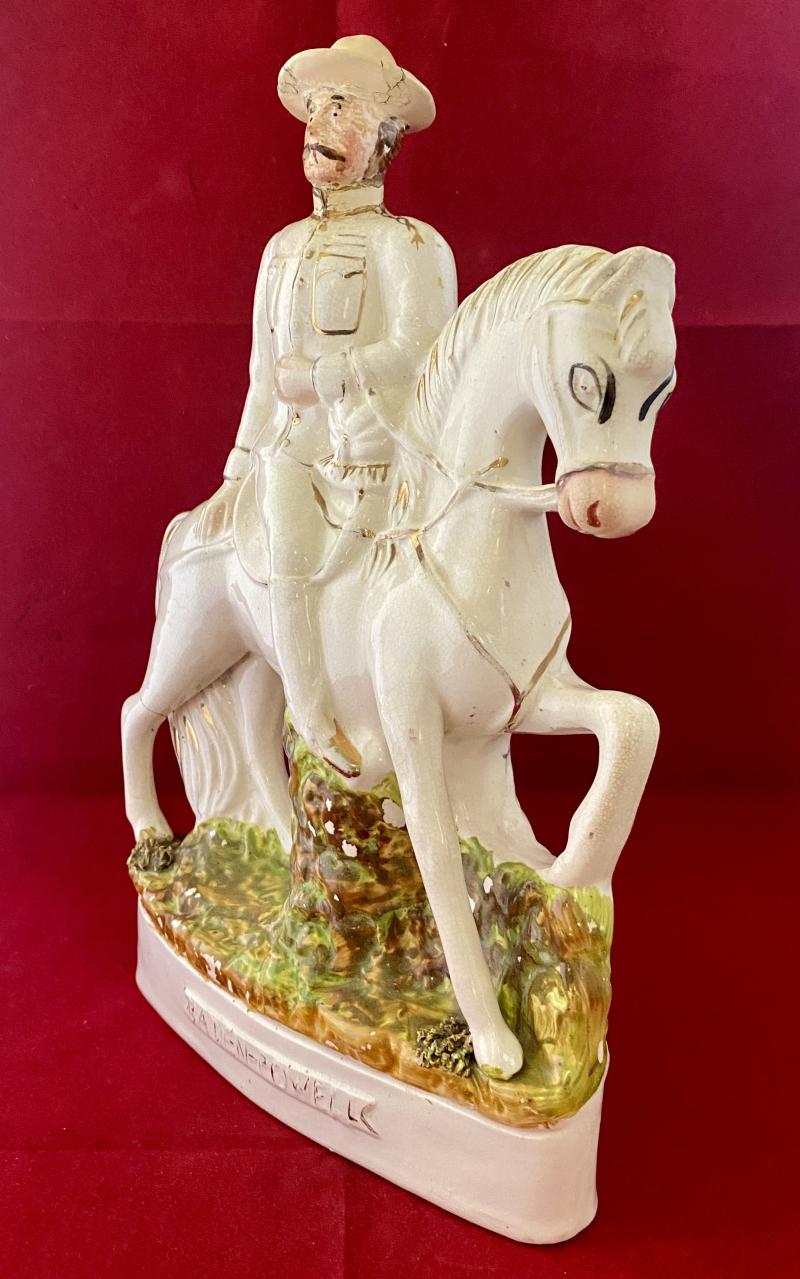 Extra Photos of Rare Boer War Period Staffordshire Flatback figure of Baden Powell on Horseback - 52018