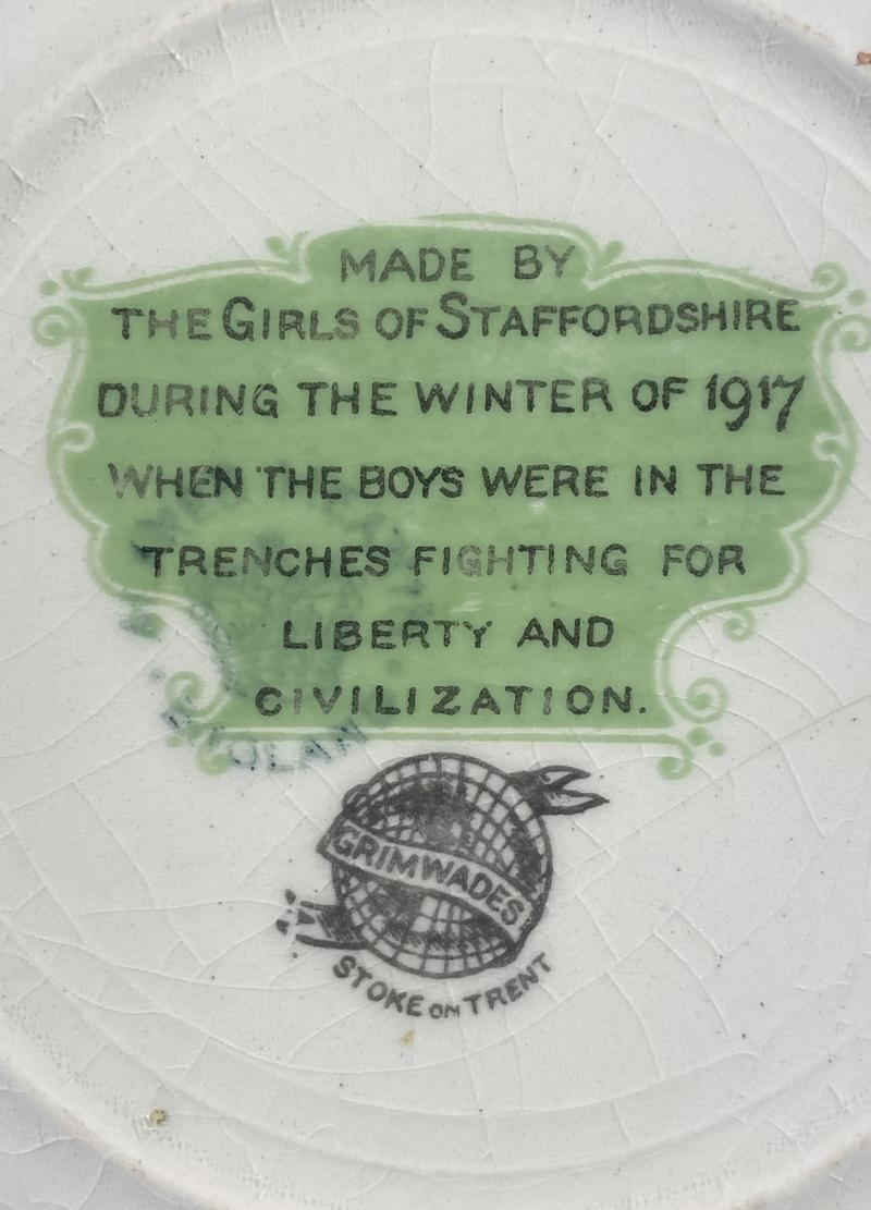 WW1 Bruce Bairnsfather 6” Commemorative Plate/Plaque Depicting “Old Bill” and the words “WHEN THE ‘ELL IS IT GOIN' TO BE STRAWBERRY?”