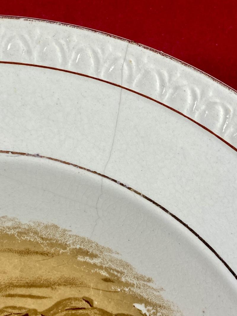 WW1 Bruce Bairnsfather 8.25” Commemorative Dish Depicting a Cooking Cartoon and the words THE HISTORICAL TOUCH – “WELL ALFRED OW ARE THE CAKES?”