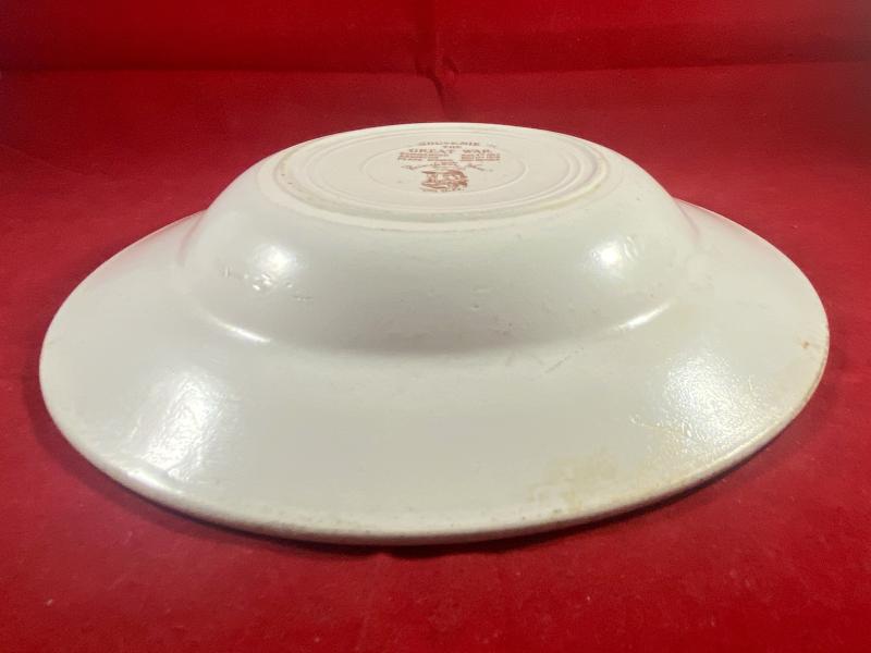 WW1 Bruce Bairnsfather 8.25” Commemorative Dish Depicting a Cooking Cartoon and the words THE HISTORICAL TOUCH – “WELL ALFRED OW ARE THE CAKES?”