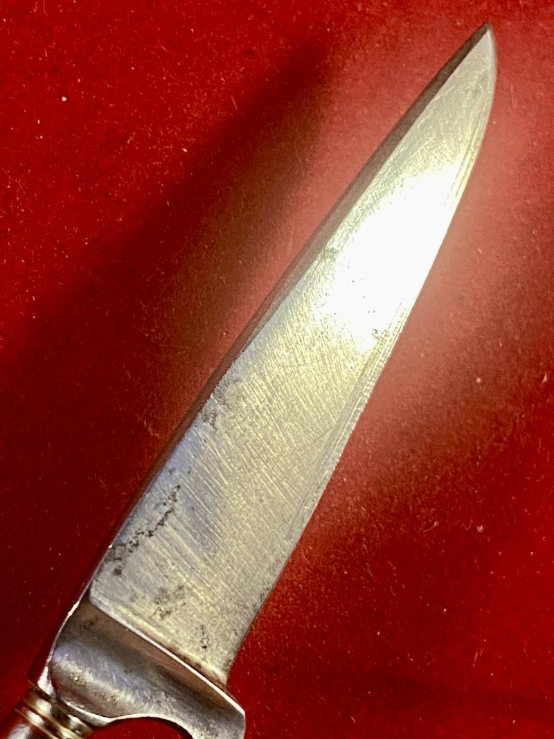 Small Vintage German Stag Handled Jagdnicker/Skinning Knife with Leather Sheath by J H PRIMA Solingen