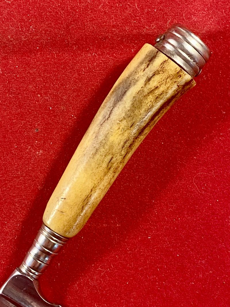 Small Vintage German Stag Handled Jagdnicker/Skinning Knife with Leather Sheath by J H PRIMA Solingen