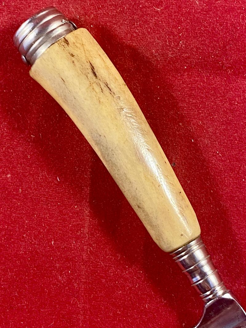 Small Vintage German Stag Handled Jagdnicker/Skinning Knife with Leather Sheath by J H PRIMA Solingen