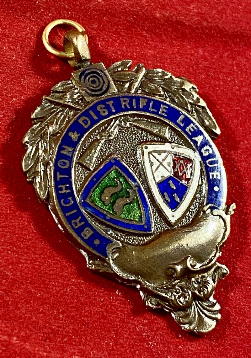 Vintage Bronze and Enamel Shooting Medal for the Brighton & District League Division 1 Winners in 1950