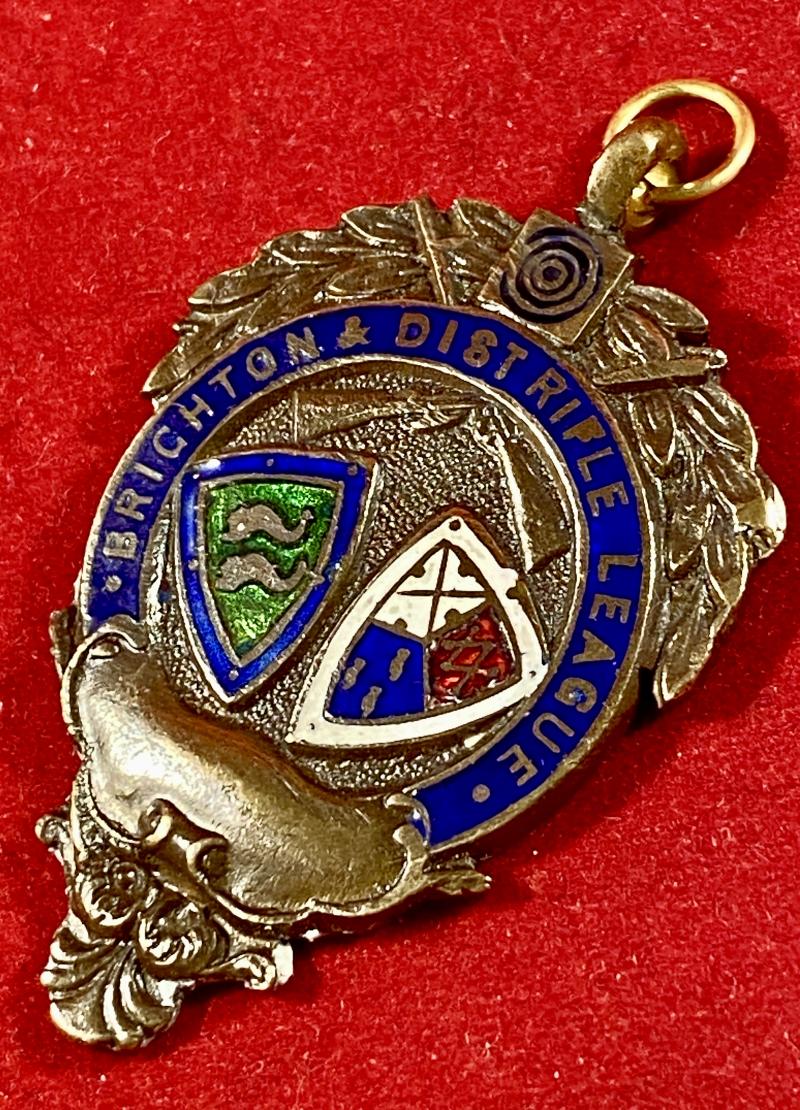 Vintage Bronze and Enamel Shooting Medal for the Brighton & District League Division 1 Winners in 1950
