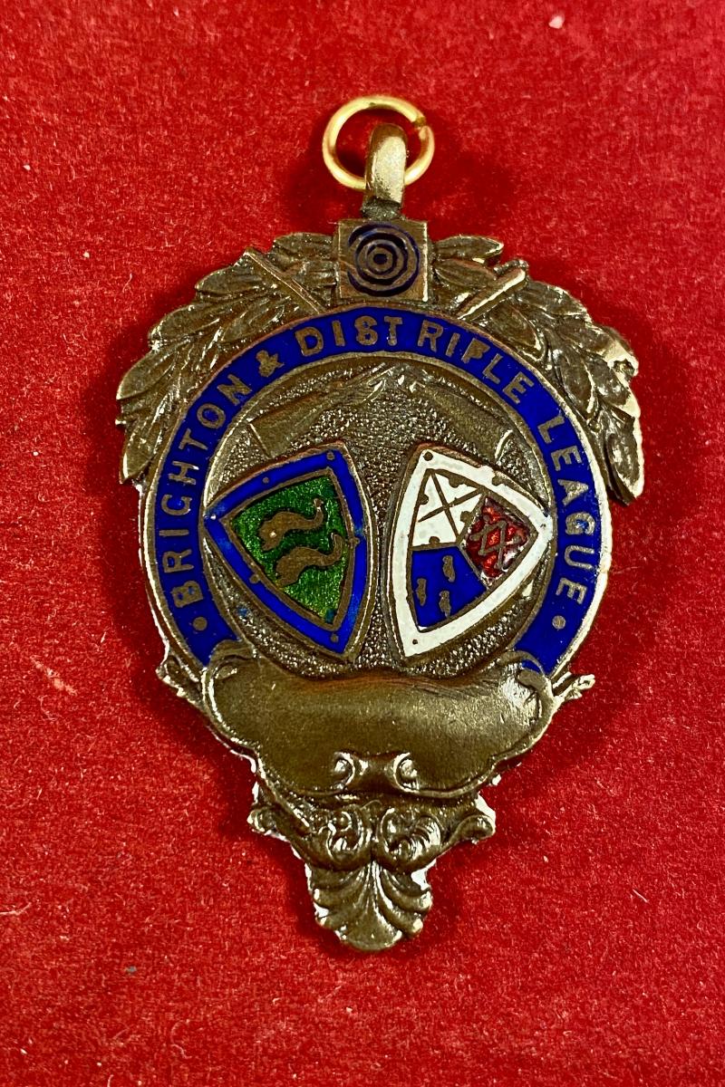 Vintage Bronze and Enamel Shooting Medal for the Brighton & District League Division 1 Winners in 1950