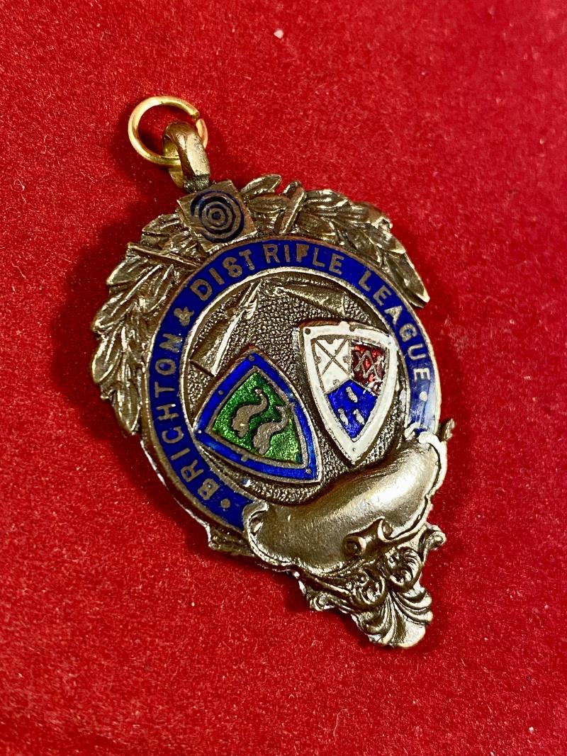 Vintage Bronze and Enamel Shooting Medal for the Brighton & District League Division 1 Winners in 1950