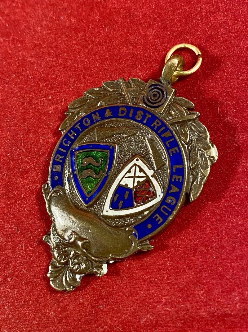 Vintage Bronze and Enamel Shooting Medal for the Brighton & District League Division 1 Winners in 1950