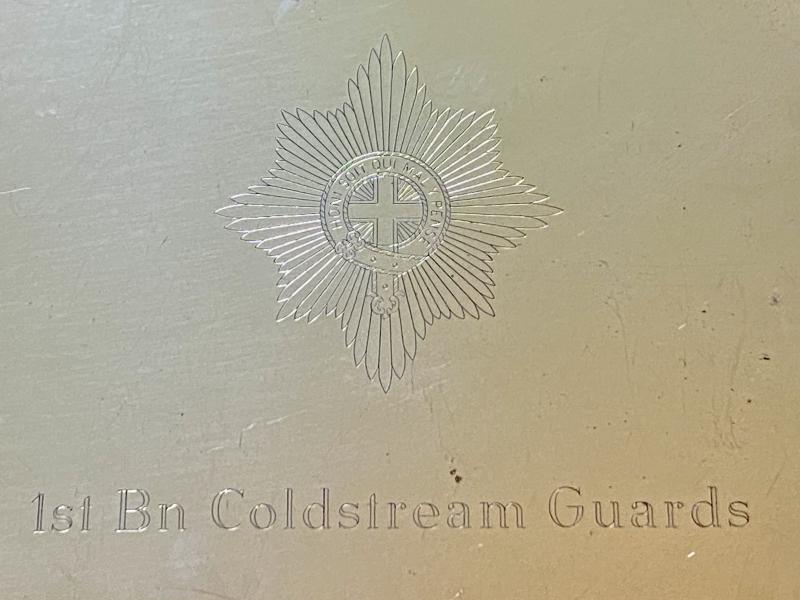 Vintage 1st Bn Coldstream Guards Presentation Silver Plated Cigarette Box – to RQMS D.R. Yorke 1979