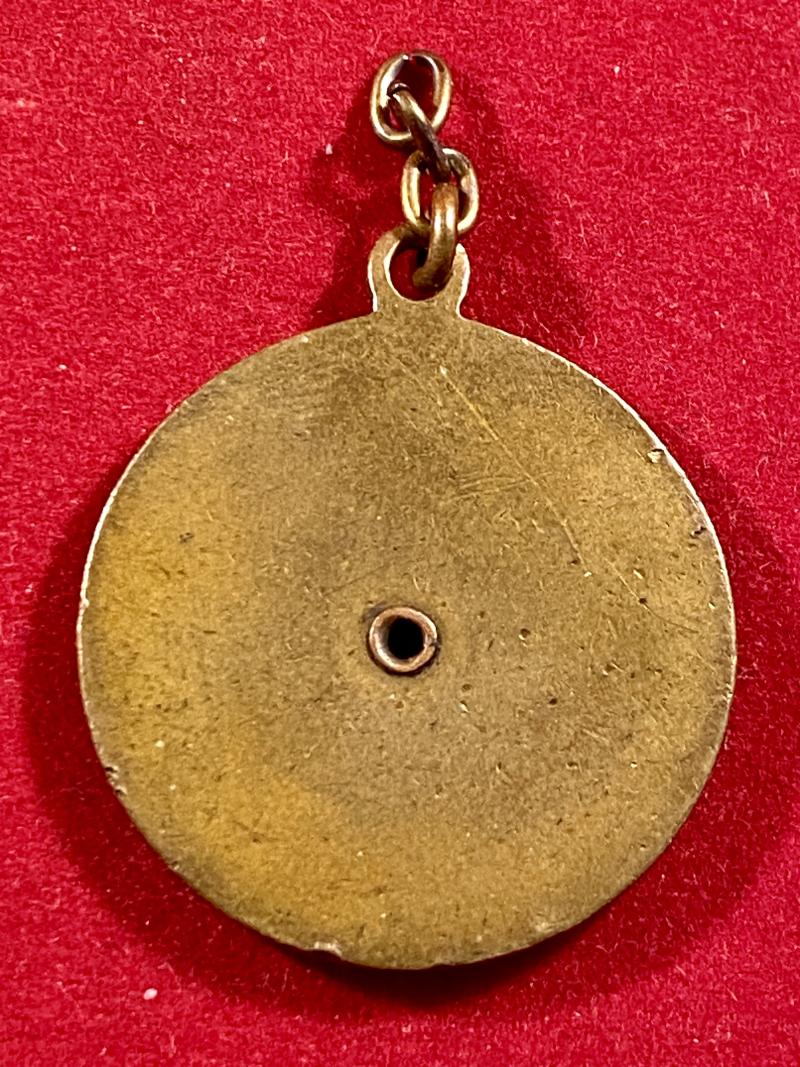 WW2 Sweetheart Brass and Enamel Pendant “Serving King and Country” set with a Photo of a Soldier