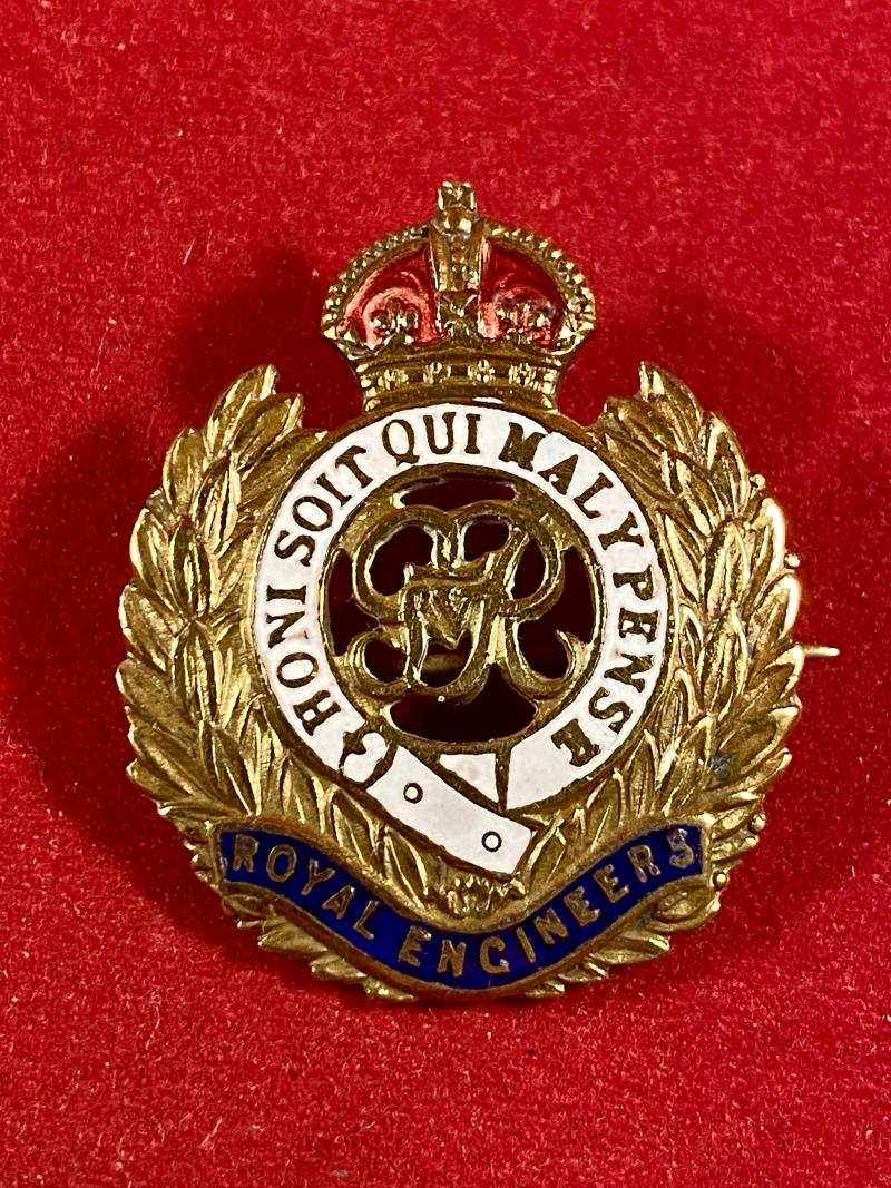 WW1 GVR Royal Engineers Brass and Enamel Regimental Crest Sweetheart Brooch