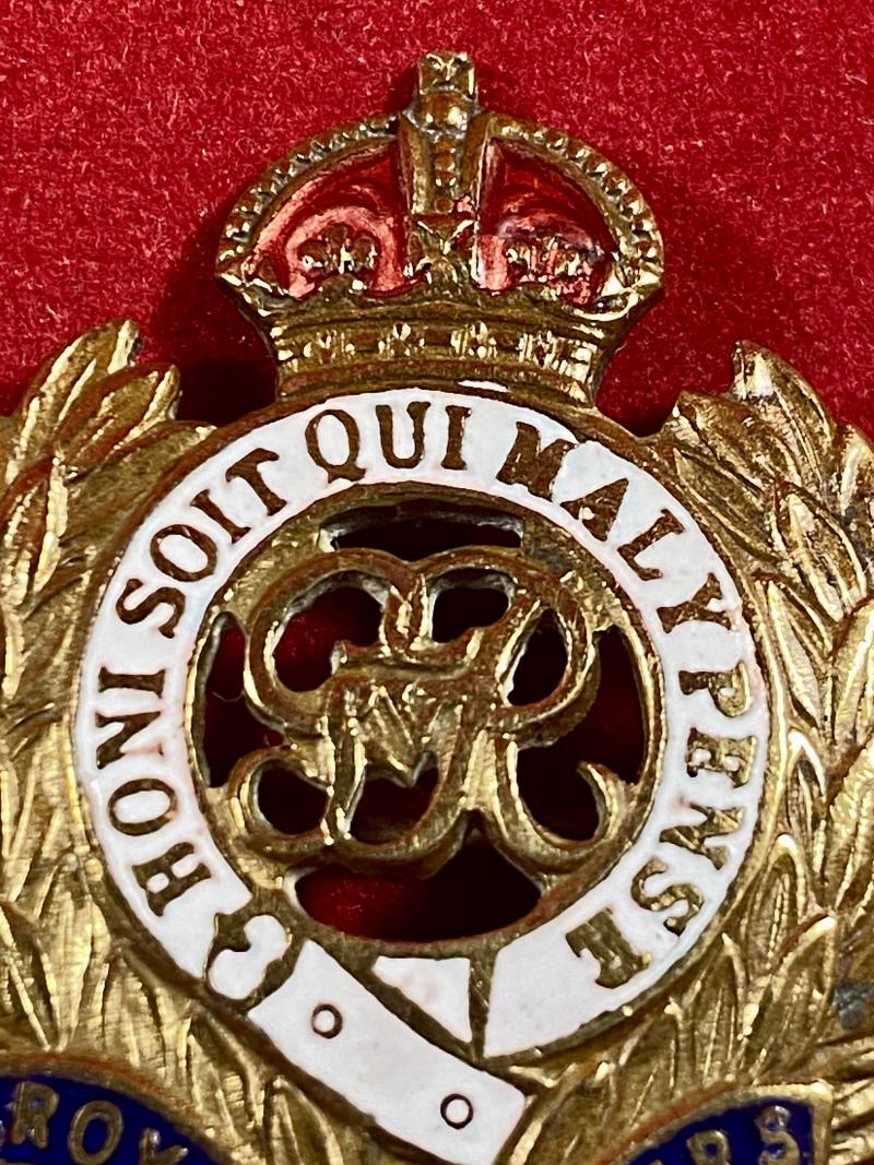 WW1 GVR Royal Engineers Brass and Enamel Regimental Crest Sweetheart Brooch