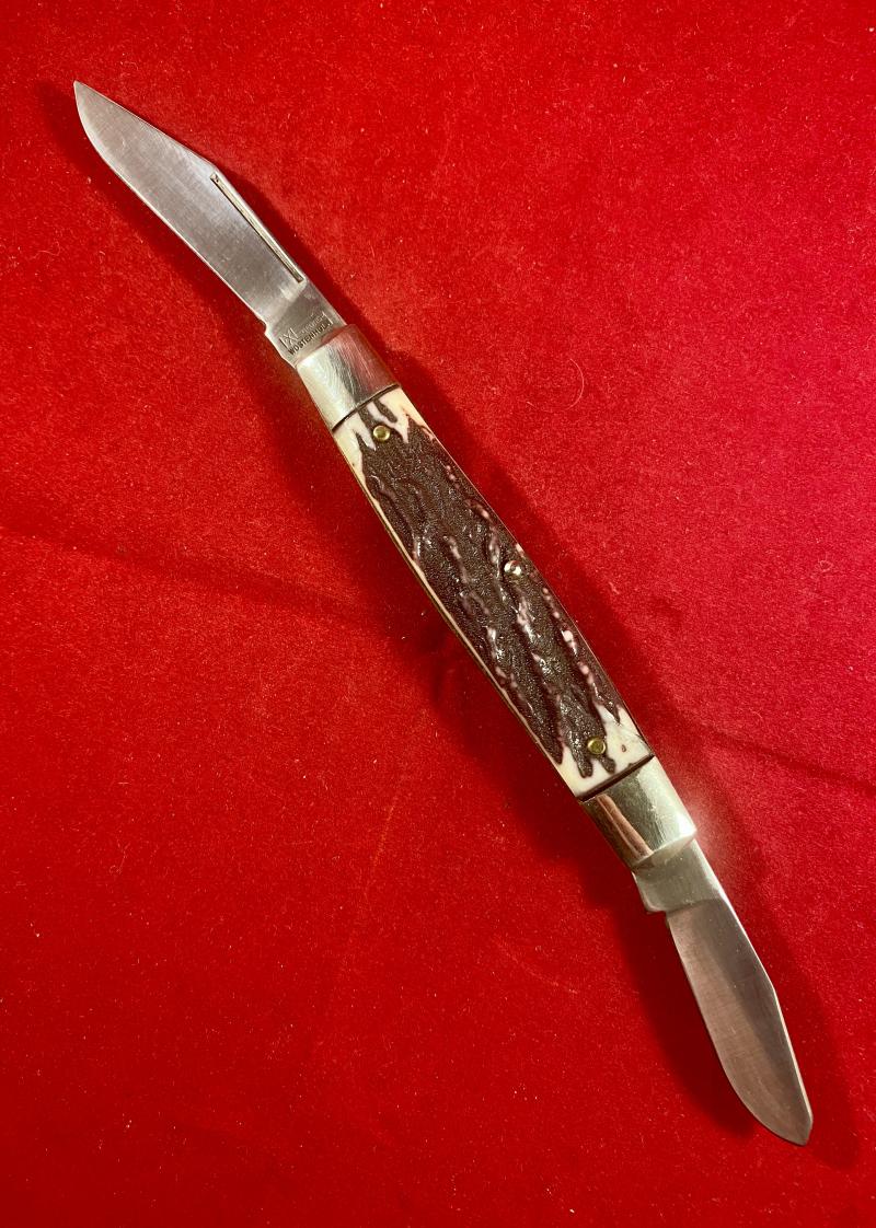 Mint I*XL GEORGE WOSTENHOLM Double Bladed Knife with Jigged Bone Grip Scales