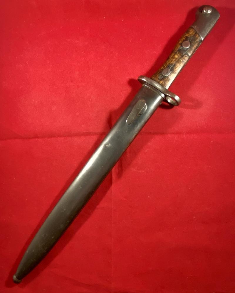 Scarce Unmodified Siamese Type 45 Mauser Bayonet with its original Blued Steel Scabbard
