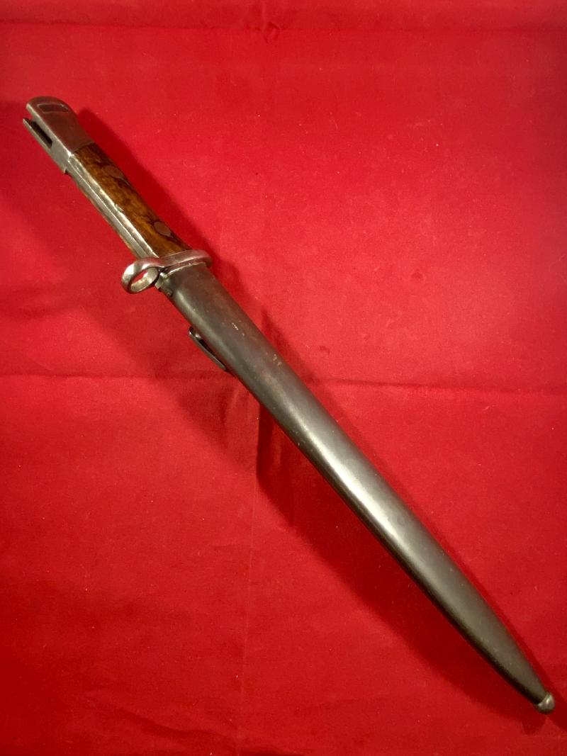 Scarce Unmodified Siamese Type 45 Mauser Bayonet with its original Blued Steel Scabbard