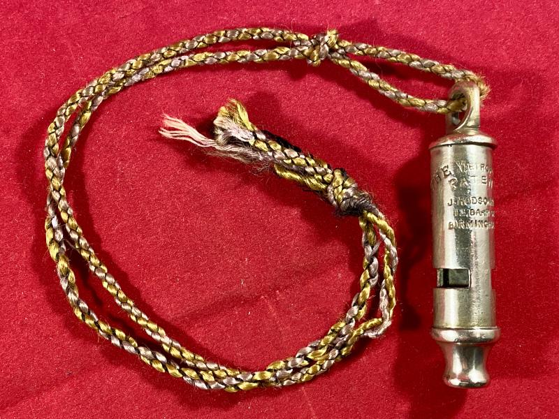Original Antique “THE METROPOLITAN” Whistle by J. Hudson & Co of 13. Barr St Birmingham c1902