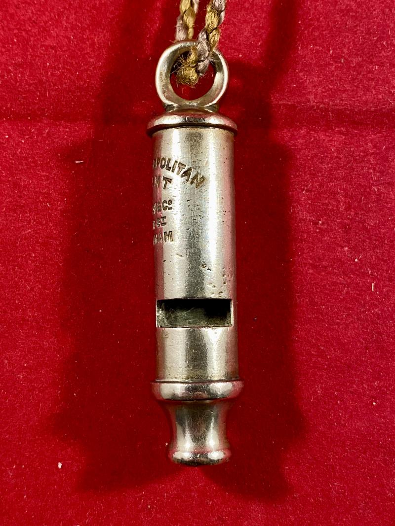 Original Antique “THE METROPOLITAN” Whistle by J. Hudson & Co of 13. Barr St Birmingham c1902