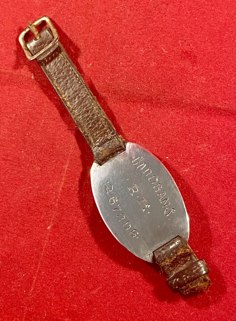 Damaged WW1 Leather and Silver ID Bracelet for Sidney Cadogan – Sapper with Royal Engineers - Service No. 267206