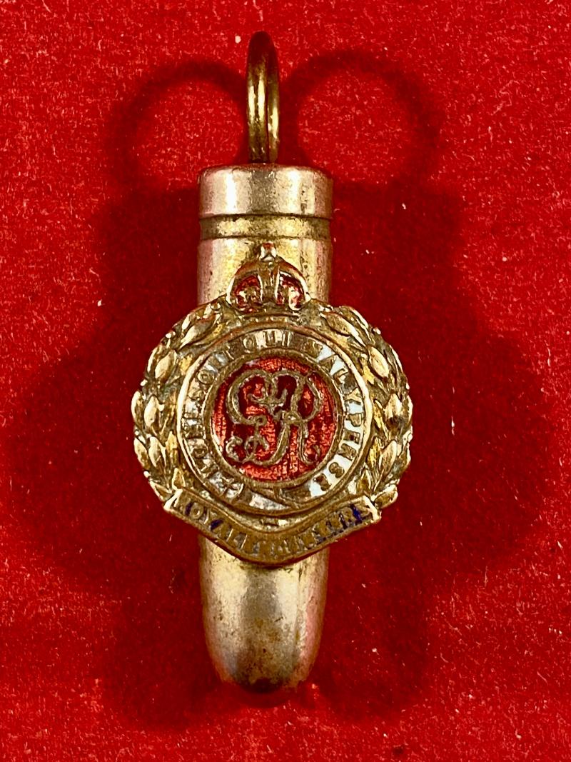 Unusual WW1 British .303 sweetheart “Bullet” Pendant fitted with Miniature Royal Engineers GvR Badge