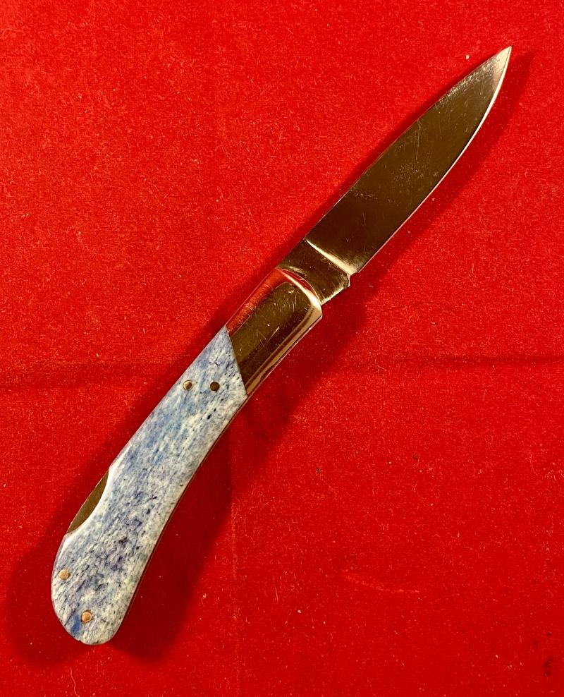 Mint Vintage Beretta Lockback Pocket Knife with Unusual Stained Bone Grip