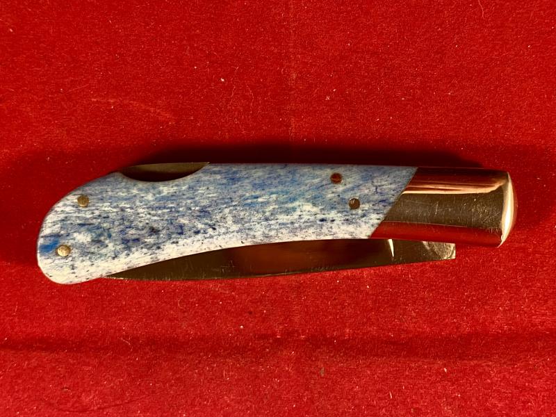 Mint Vintage Beretta Lockback Pocket Knife with Unusual Stained Bone Grip
