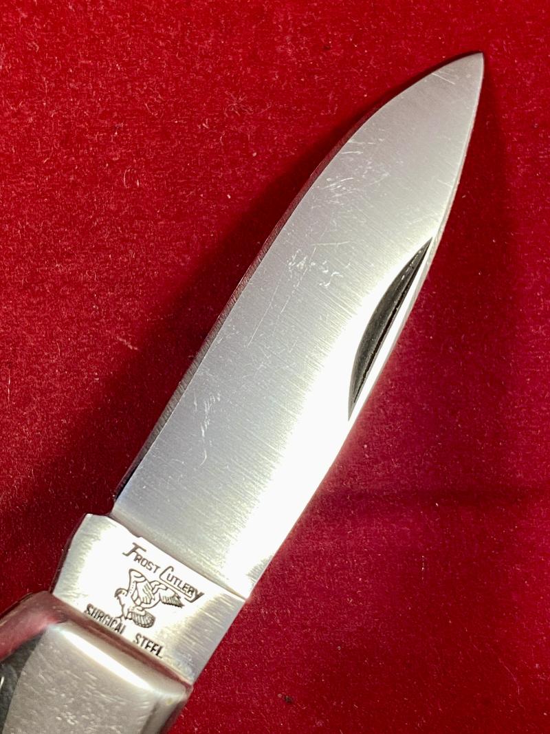 Collector’s Lockback Knife by Frost Cutlery with Custom Scrimshaw of a Blue Marlin by O.D.