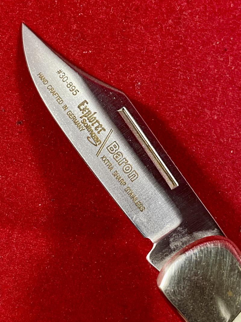 Vintage Explorer Solingen Baron Lockback Pocket Knife with Stag Grip